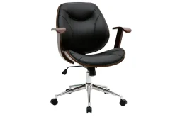 Miliboo Design-Bürostuhl Schwarz und dunkles Holz YORKE* Bürostühle|Bürostuhl Zum Kleinen Preis