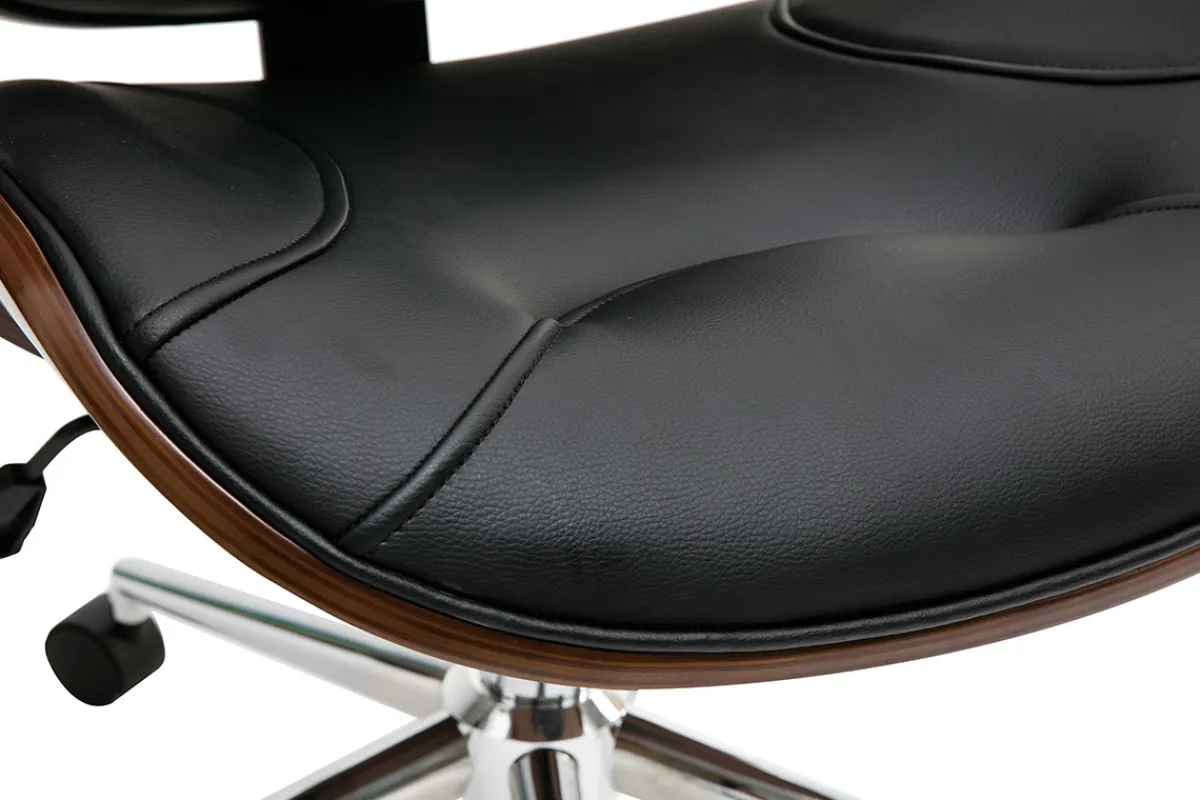 Miliboo Design-Bürostuhl Schwarz und dunkles Holz YORKE* Bürostühle|Bürostuhl Zum Kleinen Preis