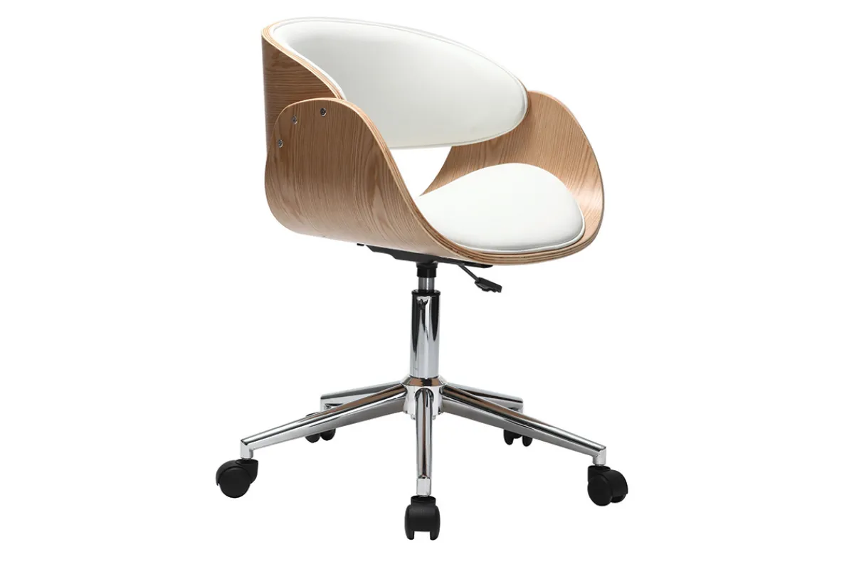 Miliboo Design-Bürostuhl Weiß / Helles Holz BENT* Bürostühle|Bürostuhl Zum Kleinen Preis