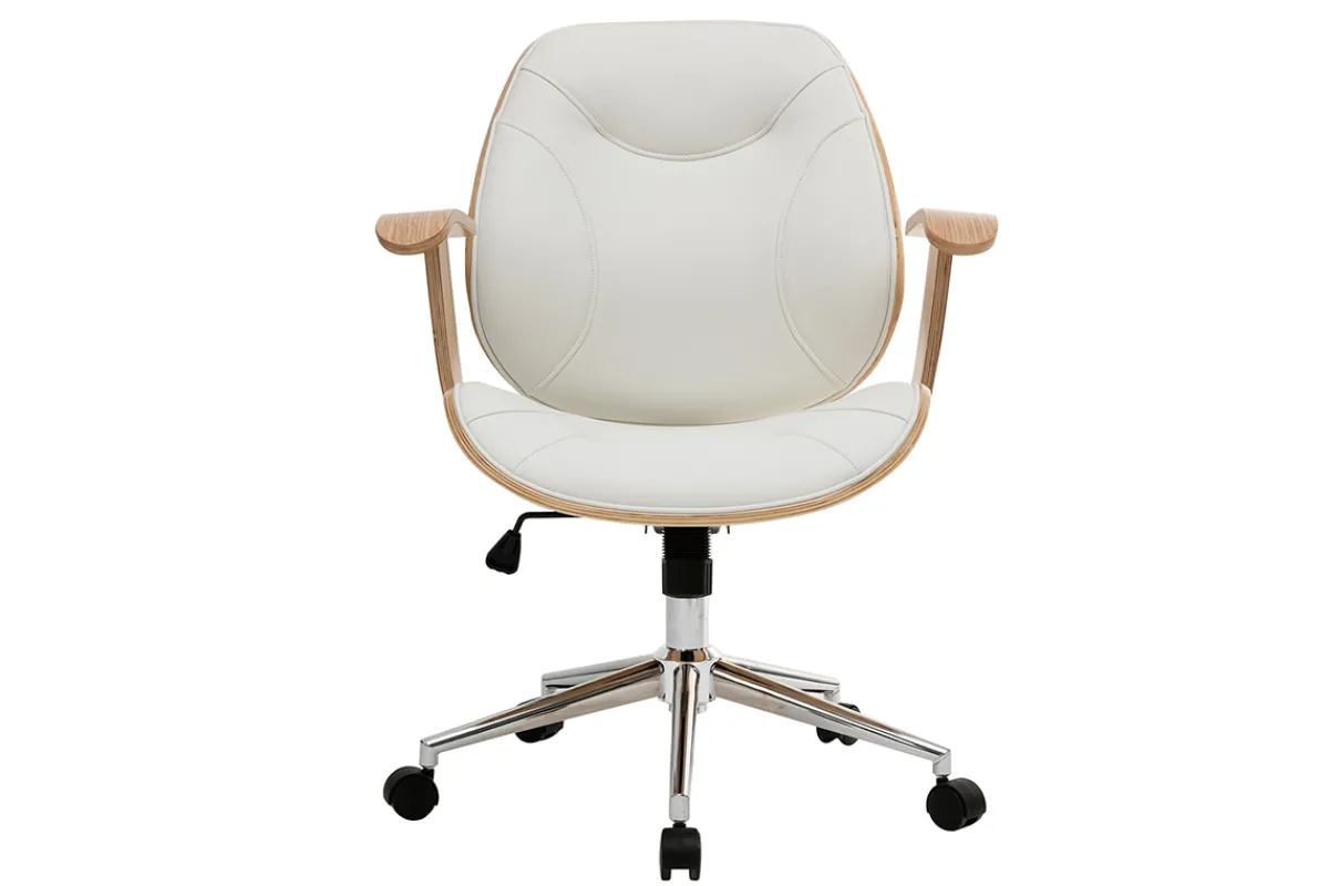 Miliboo Design-Bürostuhl Weiß helles Holz YORKE* Bürostühle|Bürostuhl Zum Kleinen Preis