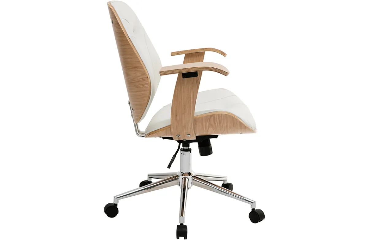Miliboo Design-Bürostuhl Weiß helles Holz YORKE* Bürostühle|Bürostuhl Zum Kleinen Preis