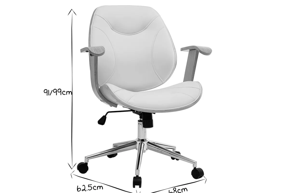 Miliboo Design-Bürostuhl Weiß helles Holz YORKE* Bürostühle|Bürostuhl Zum Kleinen Preis