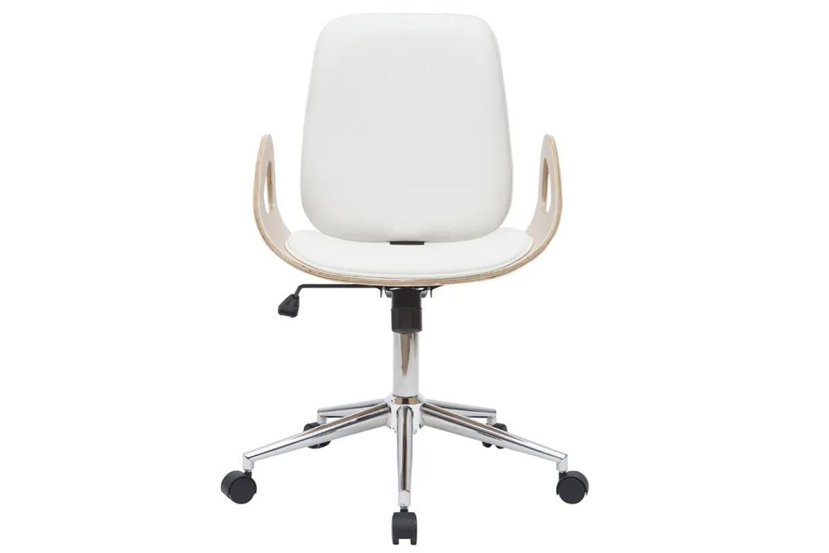 Miliboo Design-Bürostuhl weiß und helles Holz GLORY* Bürostühle|Bürostuhl Zum Kleinen Preis