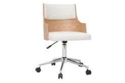 Miliboo Design-Bürostuhl weiß und helles Holz mit integriertem Kissen* Bürostühle|Bürostuhl Zum Kleinen Preis