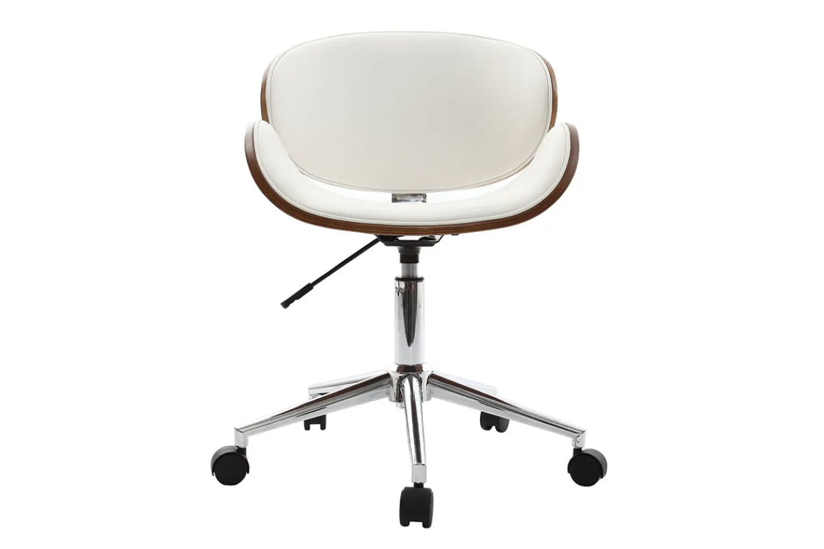 Miliboo Design-Bürostuhl Weiß und Holz WALNUT* Bürostühle|Bürostuhl Zum Kleinen Preis