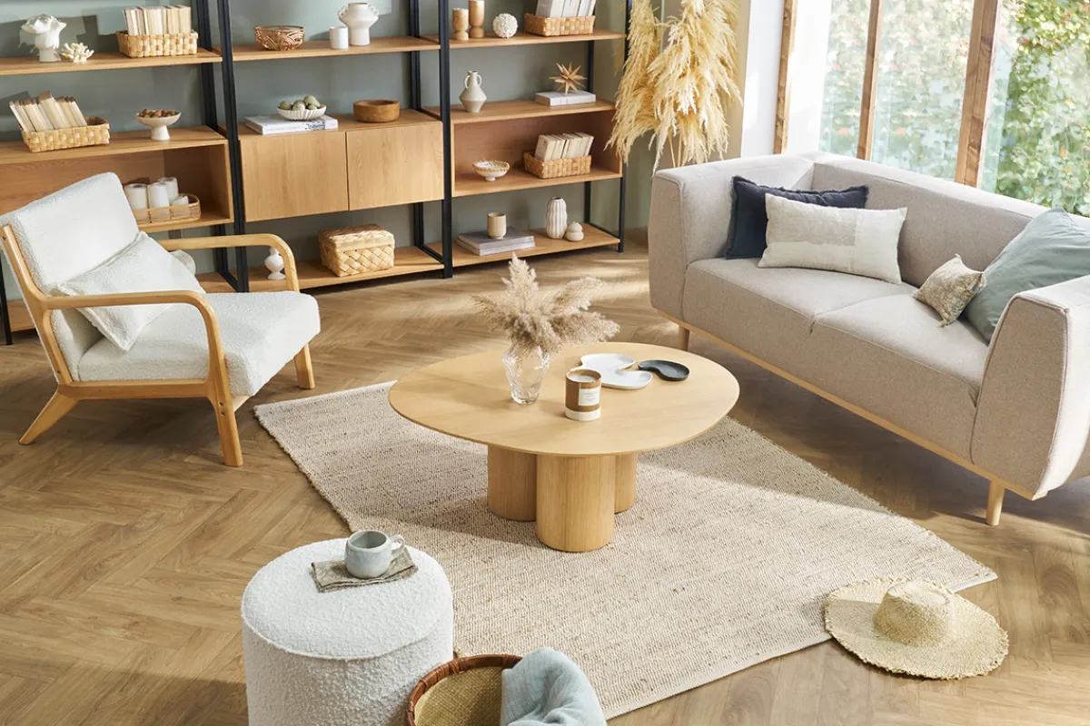 Miliboo Design-Couchtisch aus hellem Holz B100 cm HOLLEN* Couchtische