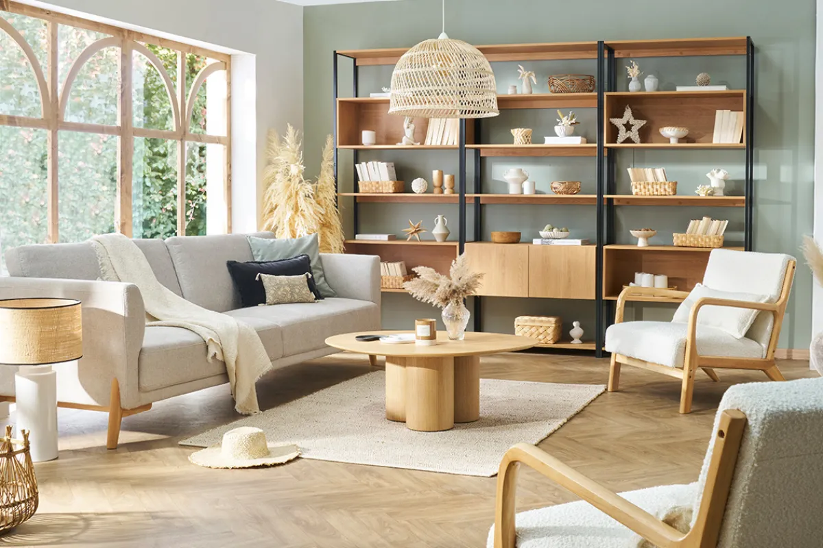 Miliboo Design-Couchtisch aus hellem Holz B100 cm HOLLEN* Couchtische