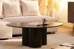 Miliboo Design-Couchtisch aus schwarzem Holz B100 cm HOLLEN* Couchtische