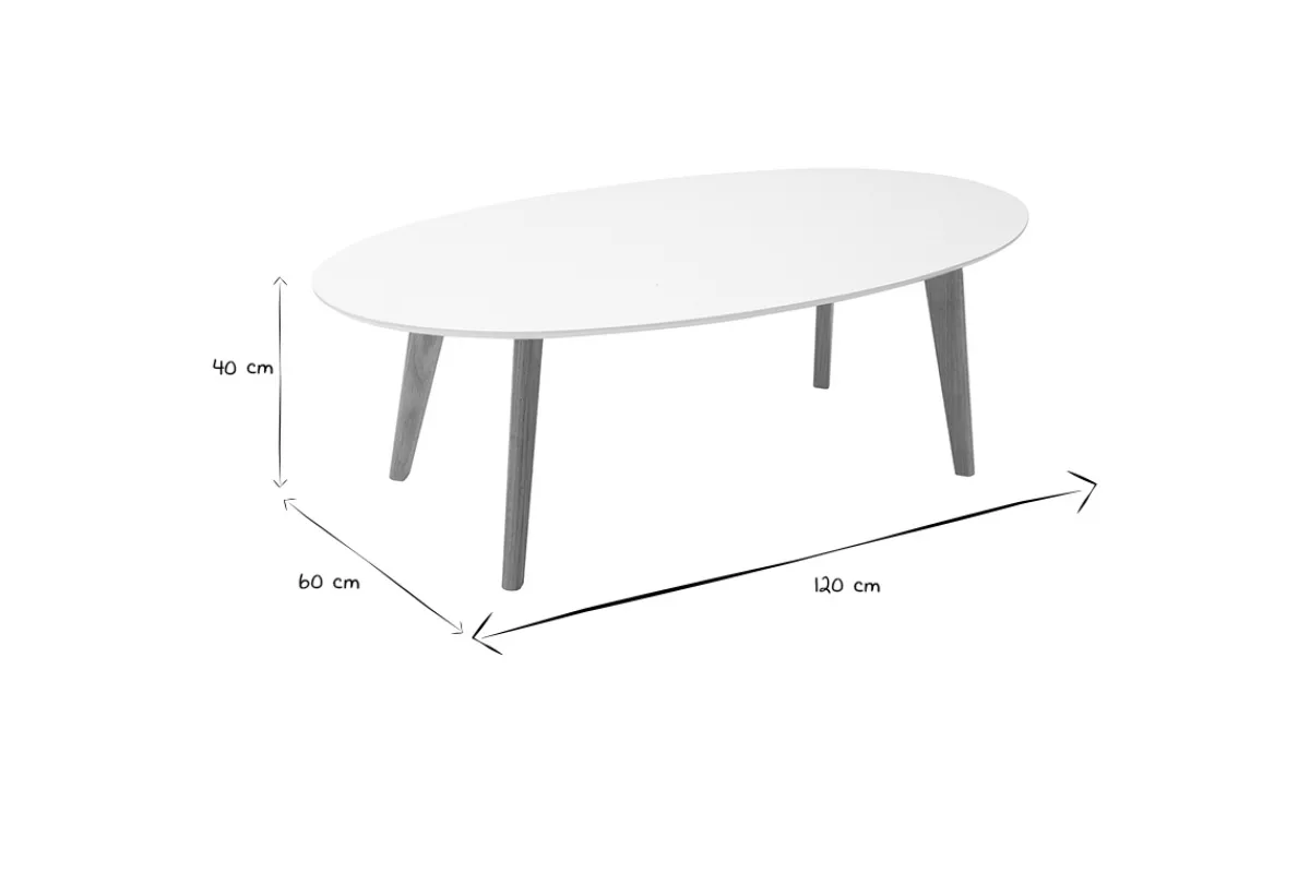 Miliboo Design-Couchtisch Oval Weiß L120 cm EKKA* Couchtische