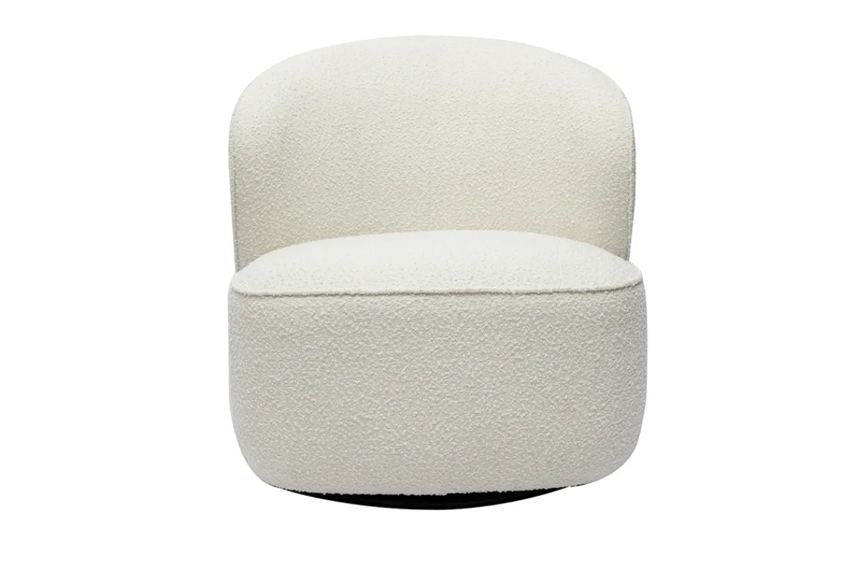 Miliboo Design-Drehsessel mit weißem Stoff mit Bouclé-Wolleffekt AMBER* Design-sessel|Sessel