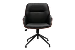 Miliboo Design-Drehstuhl MARLOW Schwarz, dunkles Holz und schwarzes Metall 360° drehbar* Bürostühle|Bürostuhl Zum Kleinen Preis