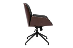 Miliboo Design-Drehstuhl MARLOW Schwarz, dunkles Holz und schwarzes Metall 360° drehbar* Bürostühle|Bürostuhl Zum Kleinen Preis