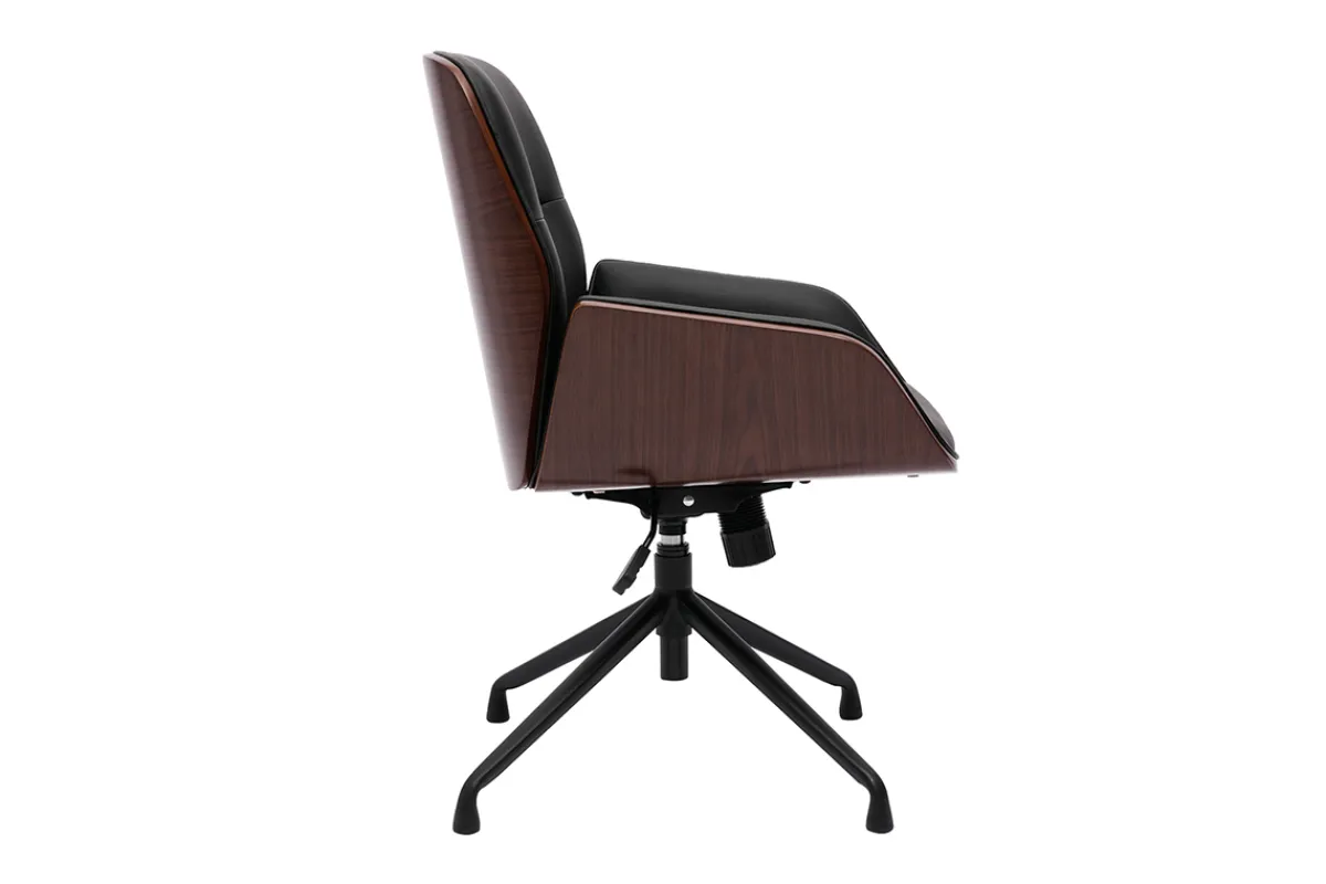 Miliboo Design-Drehstuhl MARLOW Schwarz, dunkles Holz und schwarzes Metall 360° drehbar* Bürostühle|Bürostuhl Zum Kleinen Preis