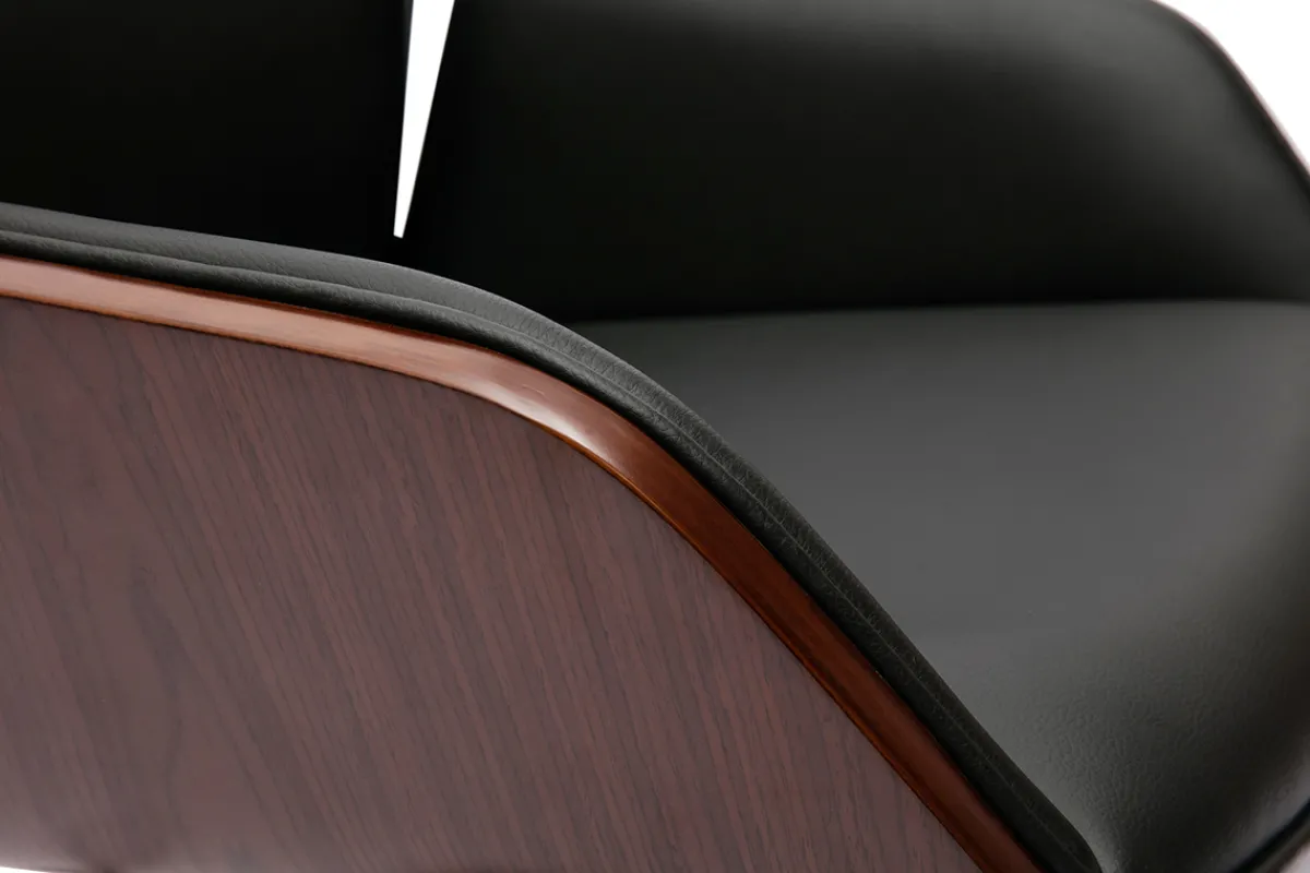 Miliboo Design-Drehstuhl MARLOW Schwarz, dunkles Holz und schwarzes Metall 360° drehbar* Bürostühle|Bürostuhl Zum Kleinen Preis