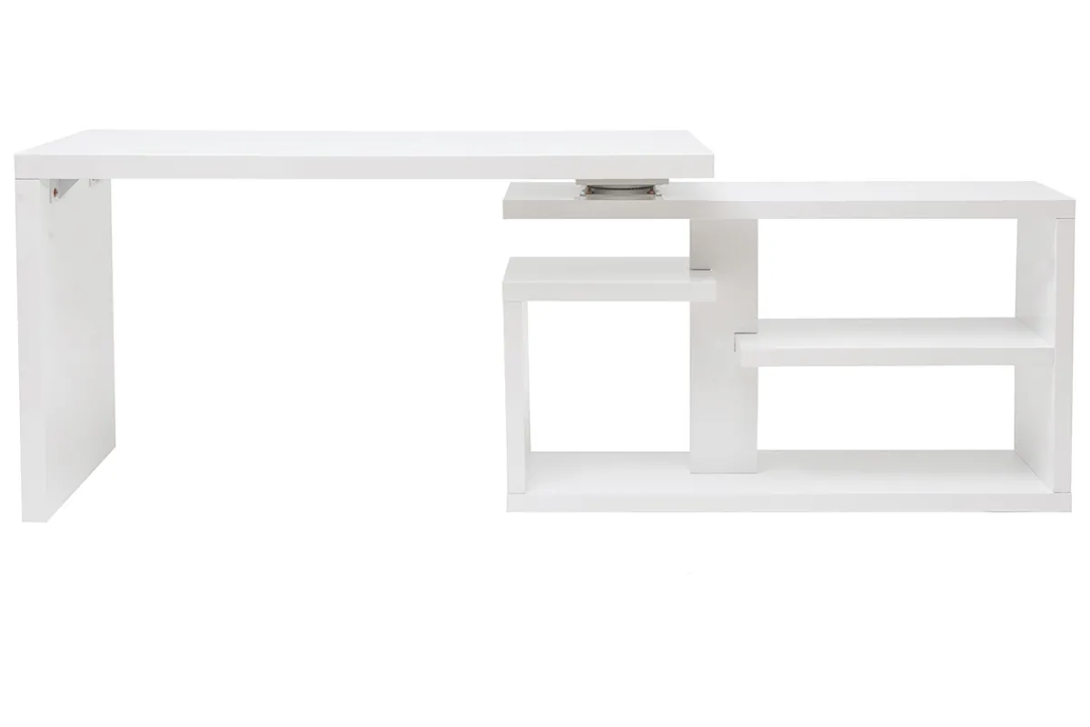 Miliboo Design-Drehtisch in weißem Hochglanz-Lack L147-217 cm HALTON* Design-schreibtische