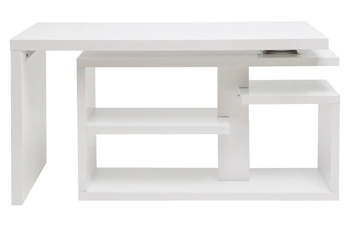 Miliboo Design-Drehtisch in weißem Hochglanz-Lack L147-217 cm HALTON* Design-schreibtische