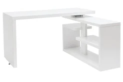 Miliboo Design-Drehtisch in weißem Hochglanz-Lack L147-217 cm HALTON* Design-schreibtische
