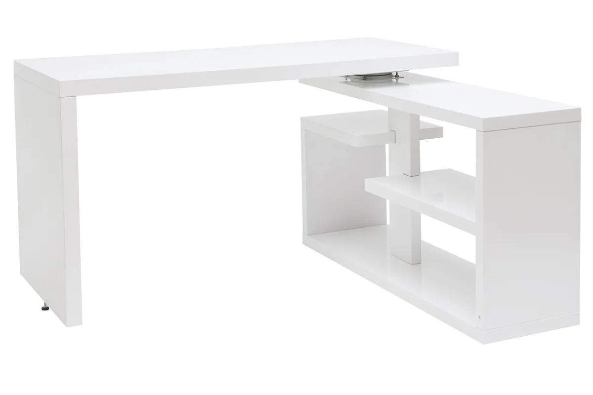 Miliboo Design-Drehtisch in weißem Hochglanz-Lack L147-217 cm HALTON* Design-schreibtische