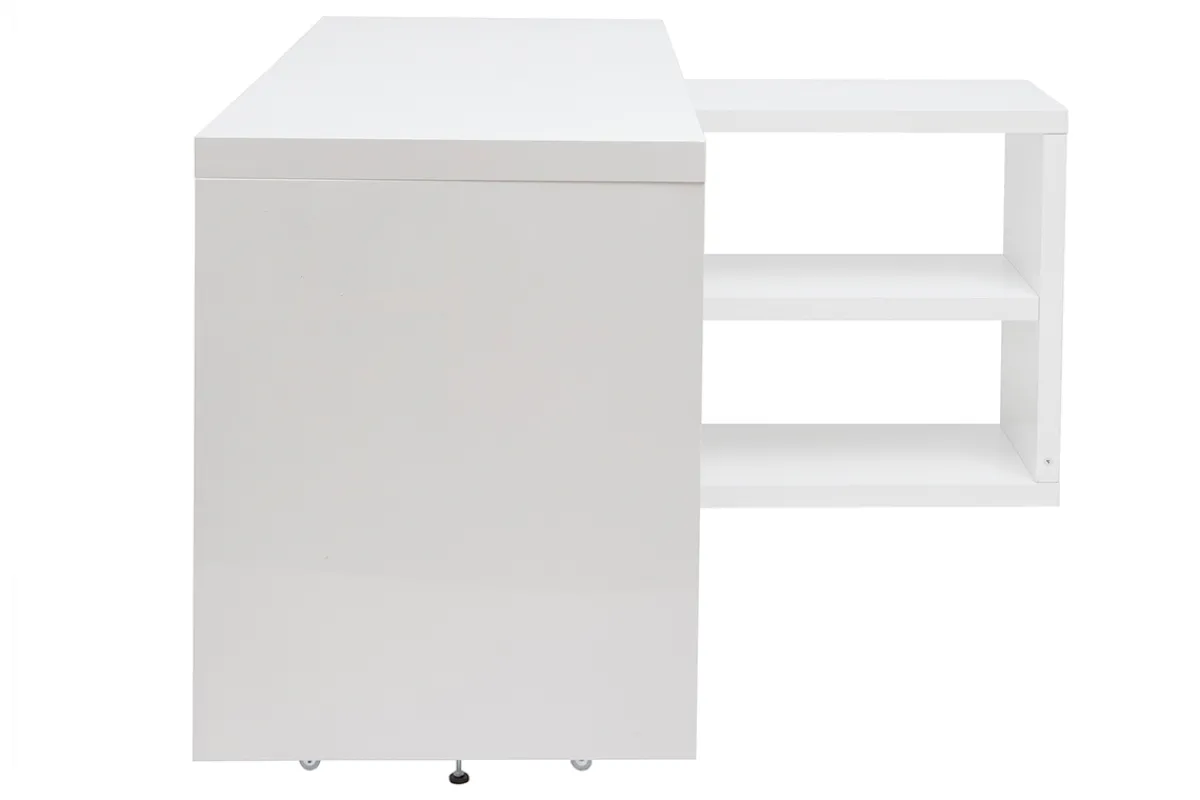 Miliboo Design-Drehtisch in weißem Hochglanz-Lack L147-217 cm HALTON* Design-schreibtische