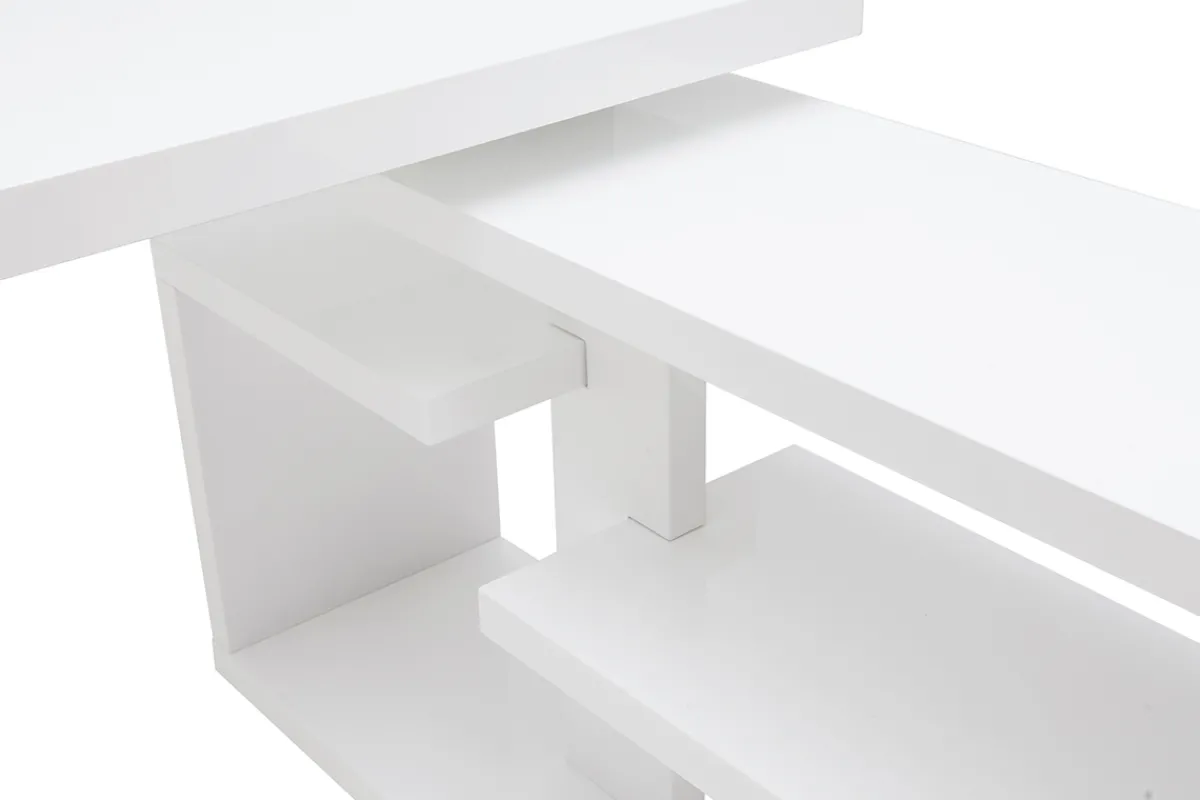 Miliboo Design-Drehtisch in weißem Hochglanz-Lack L147-217 cm HALTON* Design-schreibtische