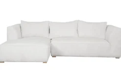 Miliboo Design-Ecksofa linksseitig aus écrufarbenem Cordstoff mit Samteffekt 3-4 Sitzer PANAM* Ecksofas