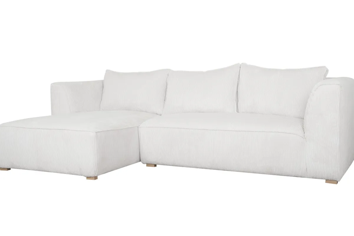 Miliboo Design-Ecksofa linksseitig aus écrufarbenem Cordstoff mit Samteffekt 3-4 Sitzer PANAM* Ecksofas