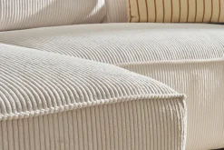 Miliboo Design-Ecksofa linksseitig aus écrufarbenem Cordstoff mit Samteffekt 3-4 Sitzer PANAM* Ecksofas
