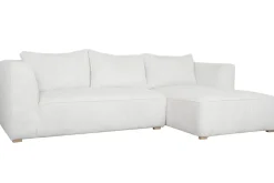 Miliboo Design-Ecksofa rechtseitig aus geripptem, écrufarbenem Samtstoff 3-4 Sitzer PANAM* Ecksofas