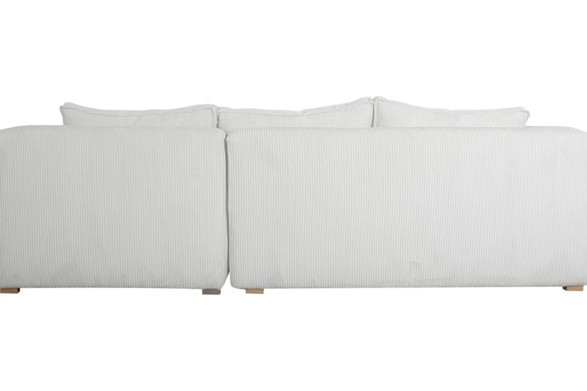 Miliboo Design-Ecksofa rechtseitig aus geripptem, écrufarbenem Samtstoff 3-4 Sitzer PANAM* Ecksofas