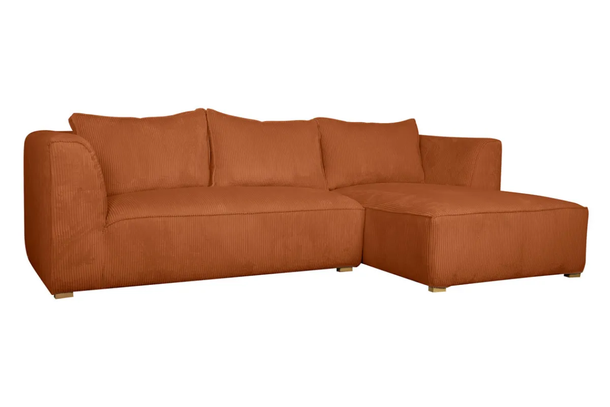 Miliboo Design-Ecksofa rechtseitig aus écrufarbenem Cordstoff aus Samteffekt 3-4 Sitzer PANAM* Ecksofas