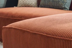 Miliboo Design-Ecksofa rechtseitig aus écrufarbenem Cordstoff aus Samteffekt 3-4 Sitzer PANAM* Ecksofas