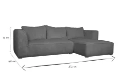 Miliboo Design-Ecksofa rechtseitig aus écrufarbenem Cordstoff aus Samteffekt 3-4 Sitzer PANAM* Ecksofas