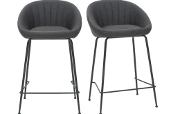 Miliboo Designer-Barhocker dunkelgrauer Stoff 65cm (2er Set) SHERU* Barhocker
