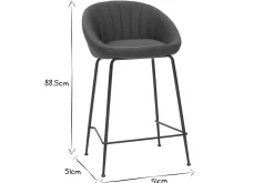 Miliboo Designer-Barhocker dunkelgrauer Stoff 65cm (2er Set) SHERU* Barhocker