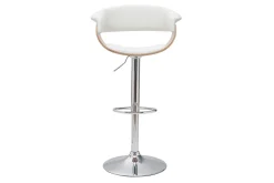 Miliboo Designer-Barhocker höhenverstellbar weiß und helles Holz OKTAV* Barhocker