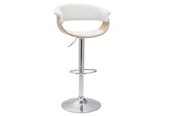 Miliboo Designer-Barhocker höhenverstellbar weiß und helles Holz OKTAV* Barhocker