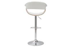 Miliboo Designer-Barhocker höhenverstellbar weiß und helles Holz OKTAV* Barhocker