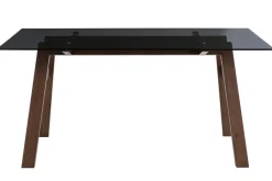 Miliboo Designer-Esstisch aus schwarzem Rauchglas und Holz L160 cm BACCO* Esstische