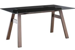 Miliboo Designer-Esstisch aus schwarzem Rauchglas und Holz L160 cm BACCO* Esstische