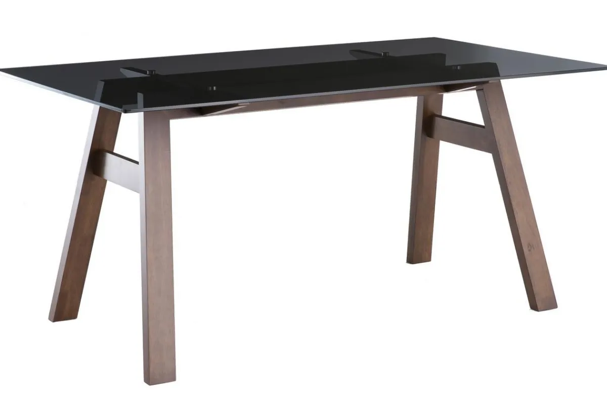 Miliboo Designer-Esstisch aus schwarzem Rauchglas und Holz L160 cm BACCO* Esstische