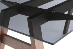 Miliboo Designer-Esstisch aus schwarzem Rauchglas und Holz L160 cm BACCO* Esstische