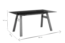 Miliboo Designer-Esstisch aus schwarzem Rauchglas und Holz L160 cm BACCO* Esstische