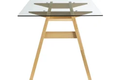 Miliboo Designer-Esstisch mit transparenter Glasplatte und Holz L160 cm BACCO* Esstische