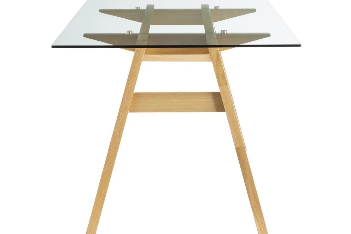Miliboo Designer-Esstisch mit transparenter Glasplatte und Holz L160 cm BACCO* Esstische