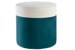 Miliboo Designer-Hocker aus cremeweißem und pfauenblauem Samt D 40 cm DAISY* Sitzsäcke|Sitzsäcke