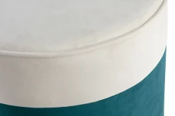 Miliboo Designer-Hocker aus cremeweißem und pfauenblauem Samt D 40 cm DAISY* Sitzsäcke|Sitzsäcke