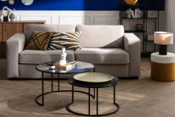Miliboo Designer-Hocker aus cremeweißem und gelbem Samt D 40 cm DAISY* Sitzsäcke|Sitzsäcke