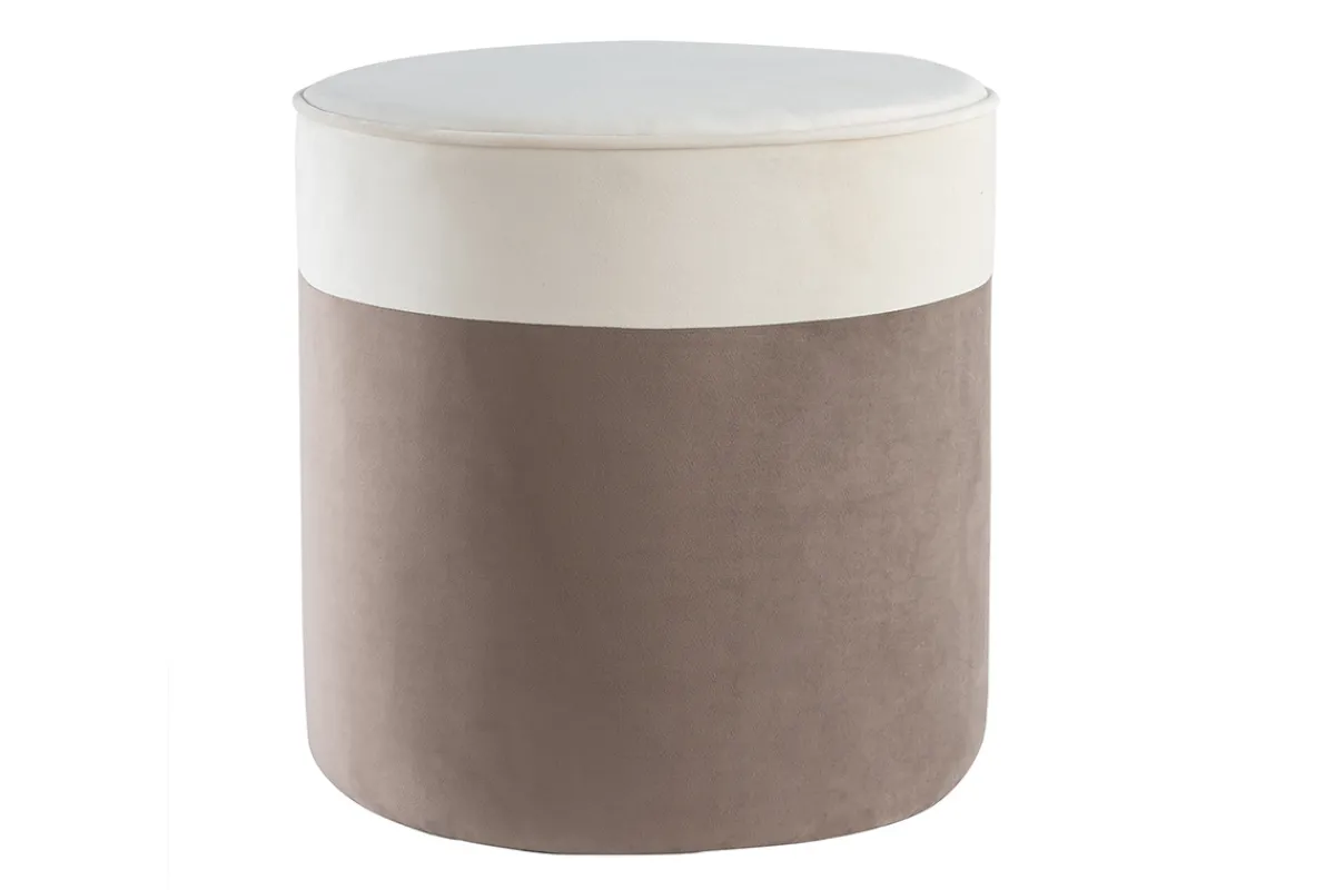 Miliboo Designer-Hocker aus cremeweißem und Taupefarbenem Samt D 40 cm DAISY* Sitzsäcke|Sitzsäcke