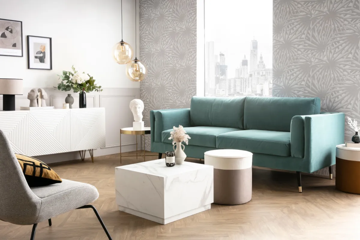 Miliboo Designer-Hocker aus cremeweißem und Taupefarbenem Samt D 40 cm DAISY* Sitzsäcke|Sitzsäcke