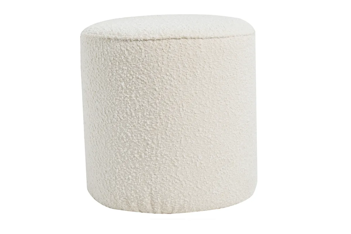 Miliboo Designer-Hocker weißer Stoff aus Bouclé-Wolle D 40cm MERIBEL* Sitzsäcke|Sitzsäcke